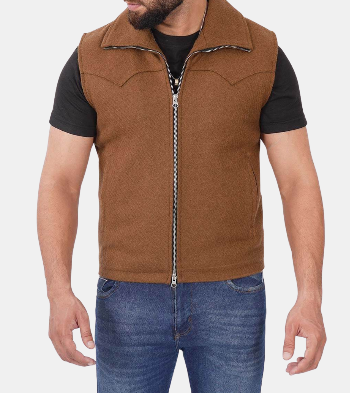 Whelmin Men's Brown Suede Leather Vest