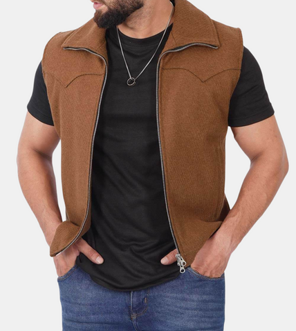 Whelmin Men's Brown Suede Leather Vest