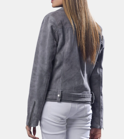 Redford Women's Grey Suede Leather Jacket