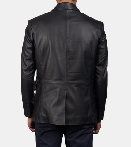Bruni Black Men's Leather Blazer Back