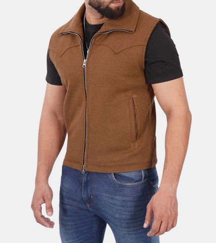Whelmin Men's Brown Suede Leather Vest