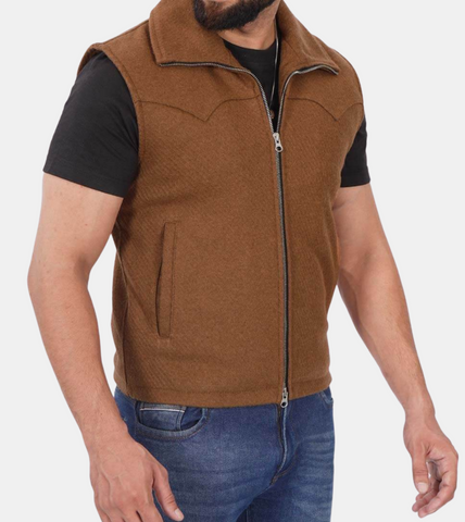 Whelmin Men's Brown Suede Leather Vest