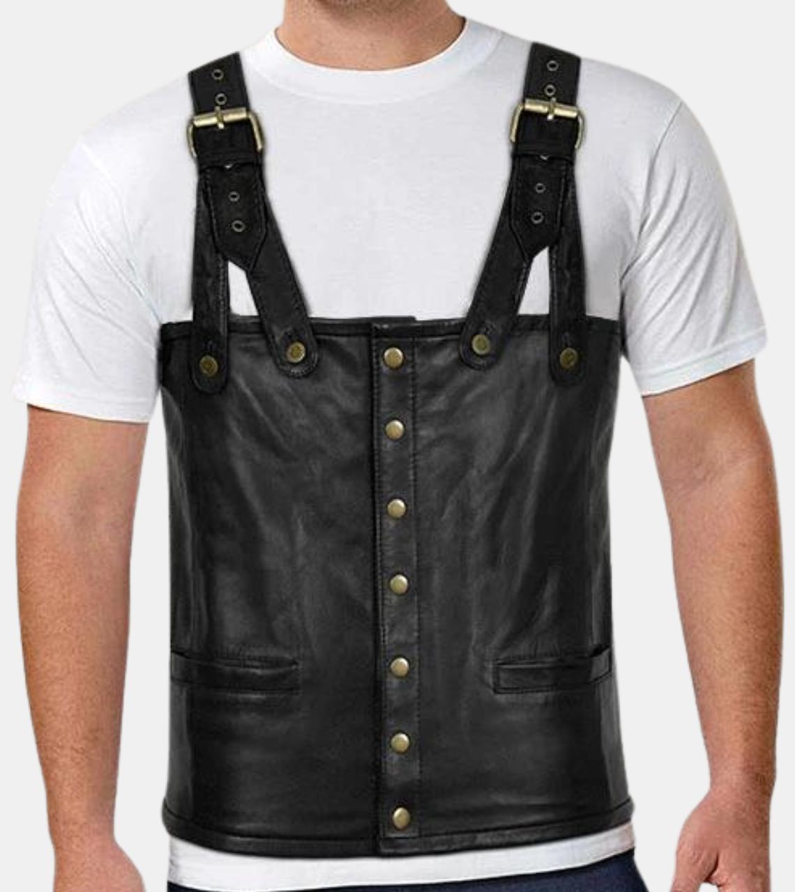 Marisal Men's Black Leather Vest