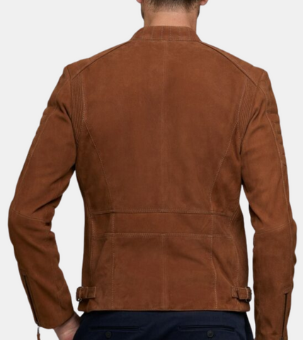 Aelaon Men's Brown Suede Leather Jacket Back