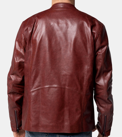 Julius Men's Red Leather Jacket Back