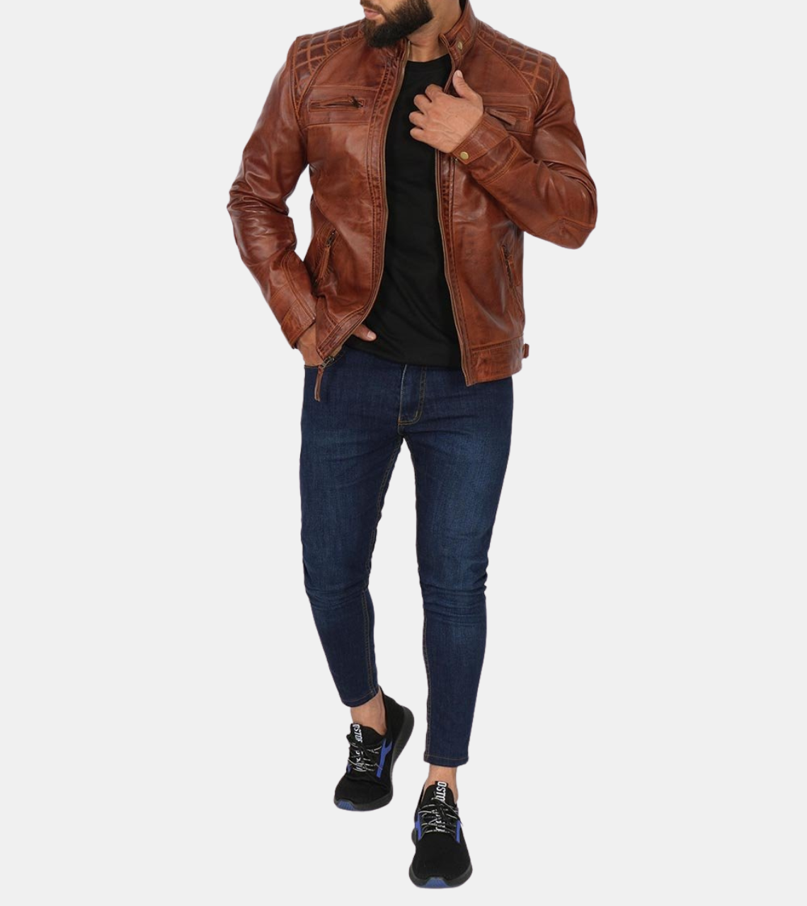  Men's Brown Distressed Leather Jacket