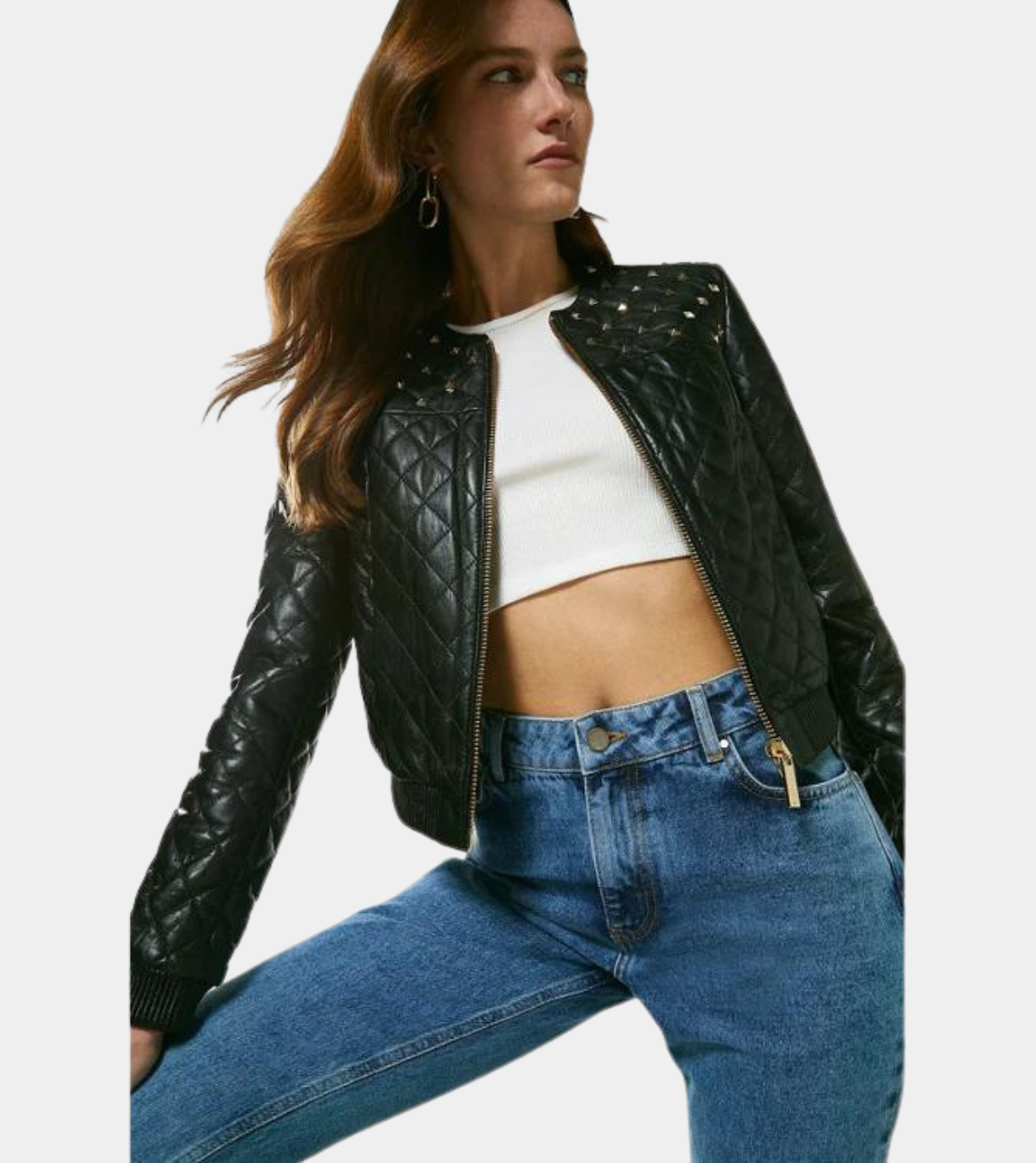 Studded Leather Bomber Jacket - Women - Ready-to-Wear