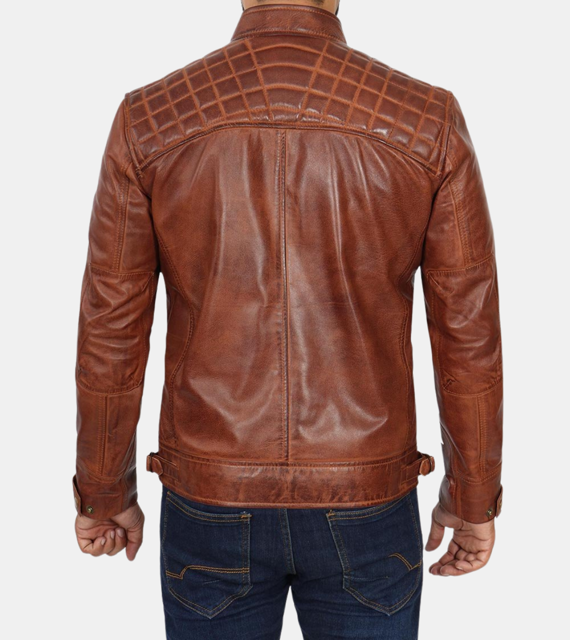 Emory Men's Brown Distressed Leather Jacket Back