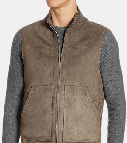  Men's Bronze Suede Leather Vest