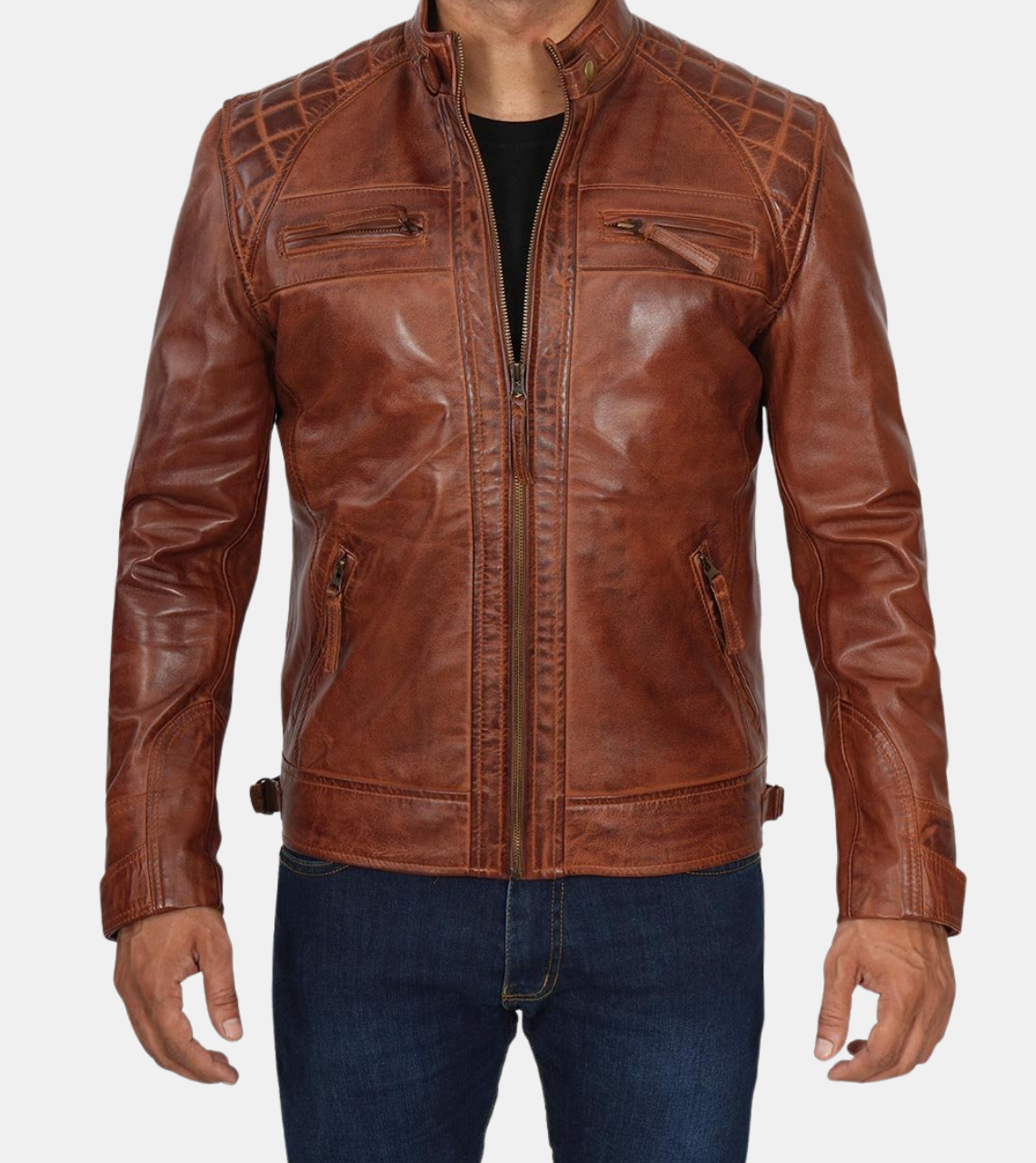 Brown Distressed Leather Jacket