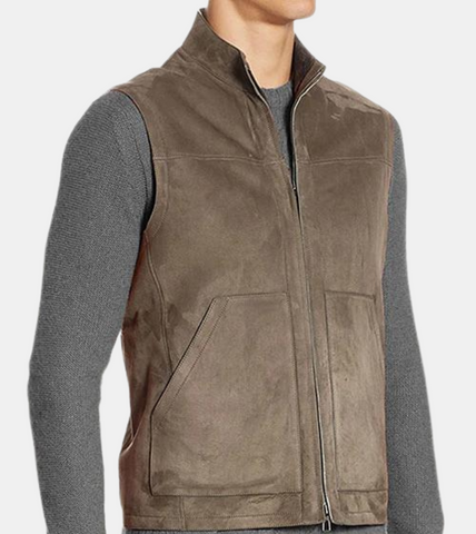 Vaughn Men's Bronze Suede Leather Vest