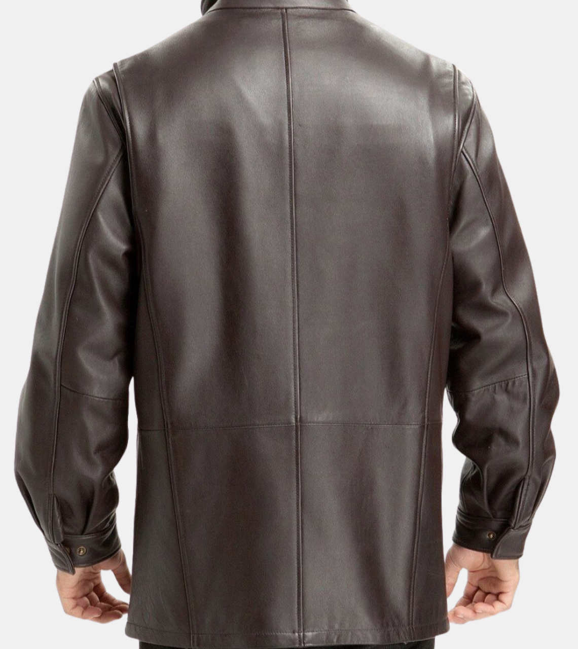 Casterial Men's Dark Brown Leather Coat Back