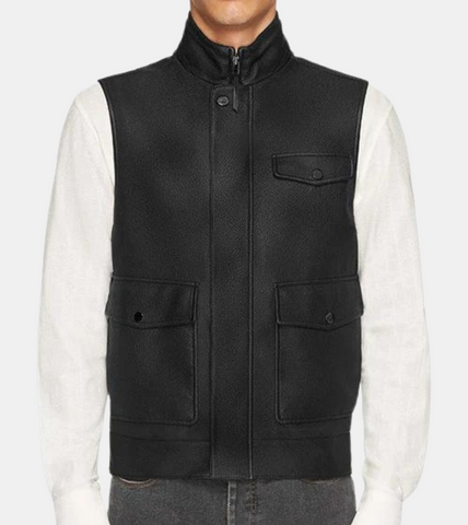 Bjorn Men's Black Leather Vest