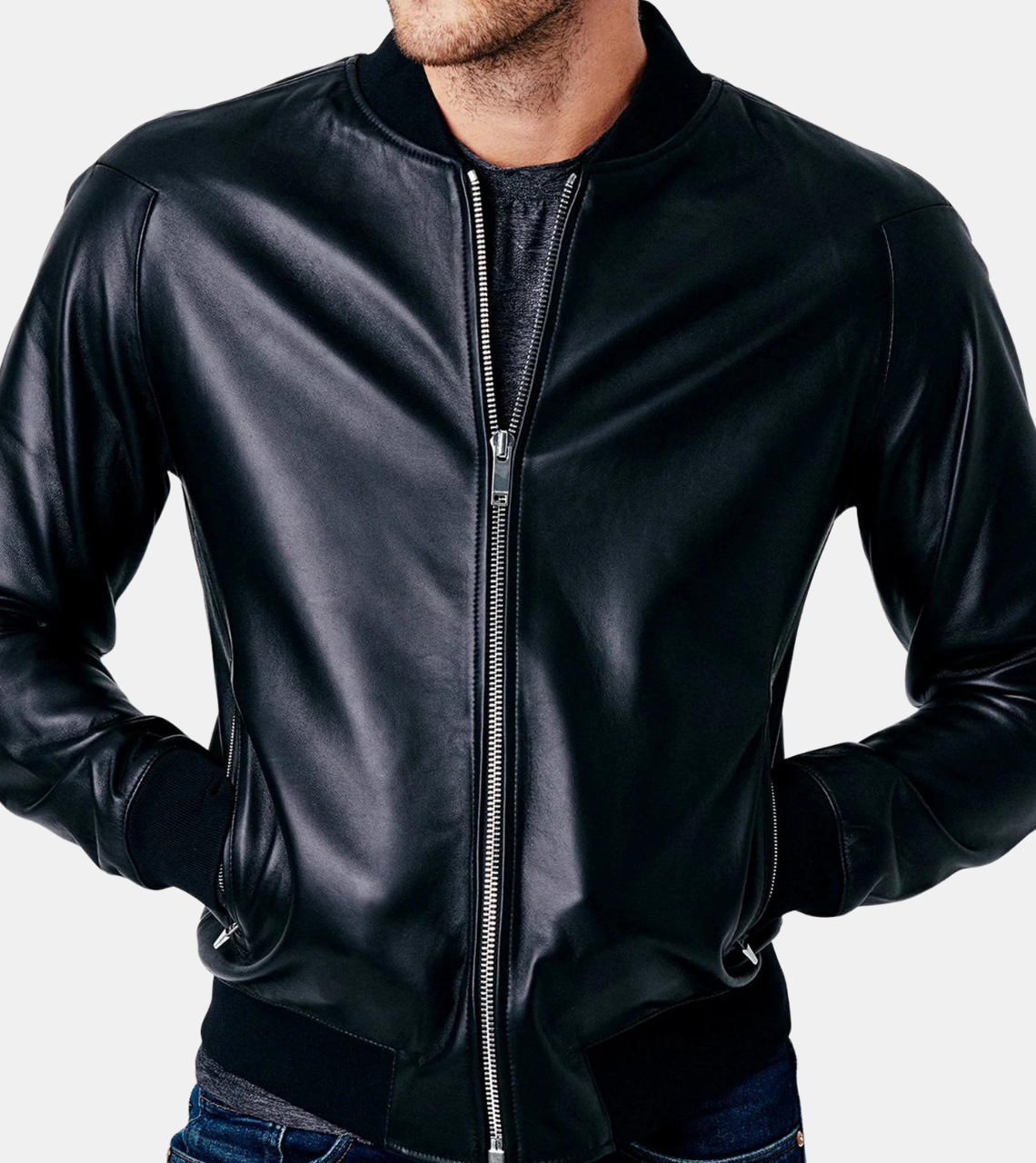 Clifer Men's Black Bomber Leather Jacket
