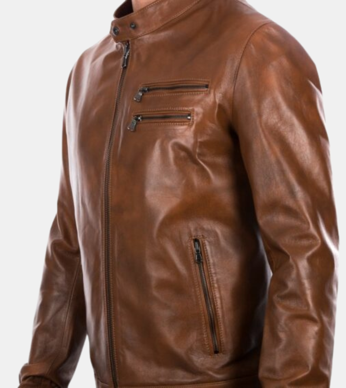  Sovian Brown Distressed Leather Jacket  For Men's