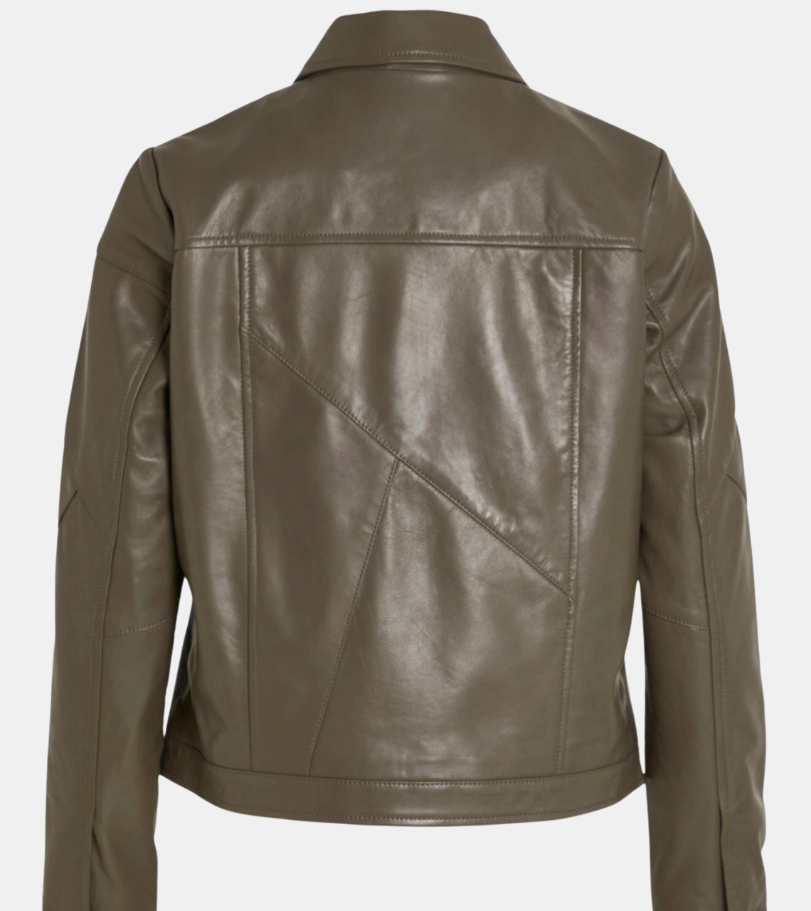 Rheydian Women's Olive Green Leather Jacket Back