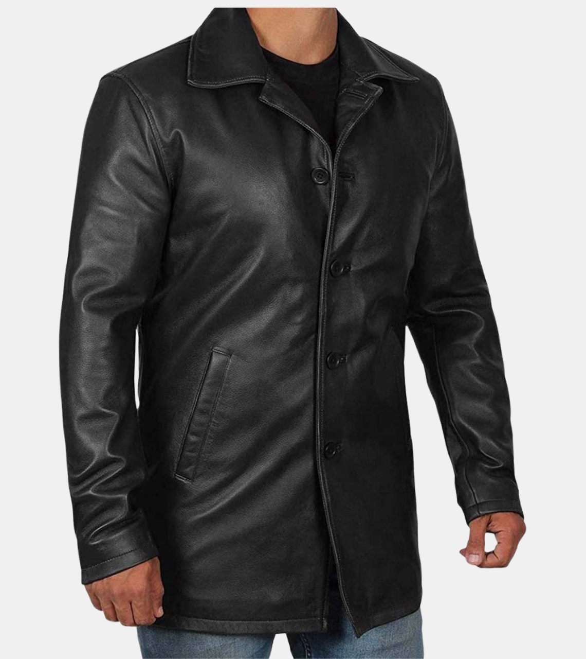 Men's Black Leather Coat
