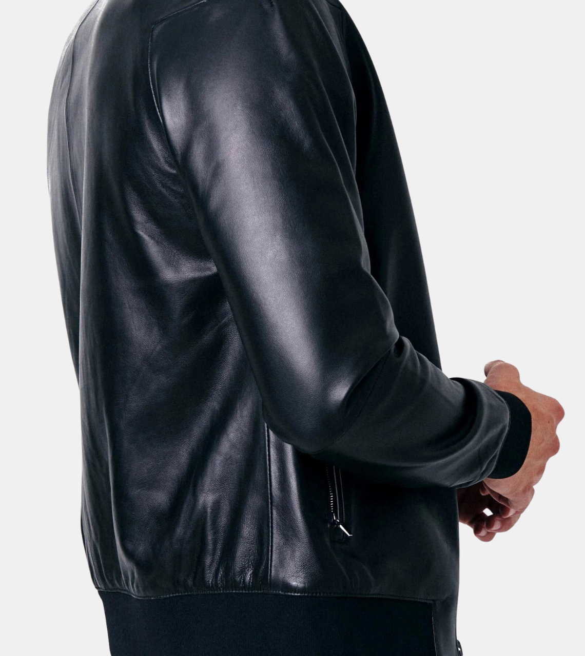Clifer Black Bomber Leather Jacket For Men's