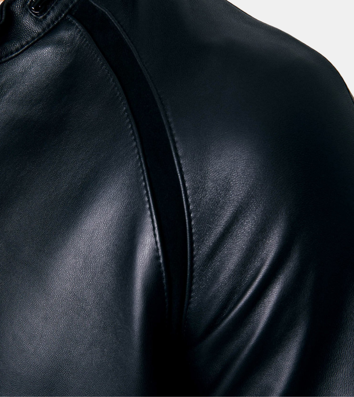 Grayson Men's Black Leather Jacket Shoulder