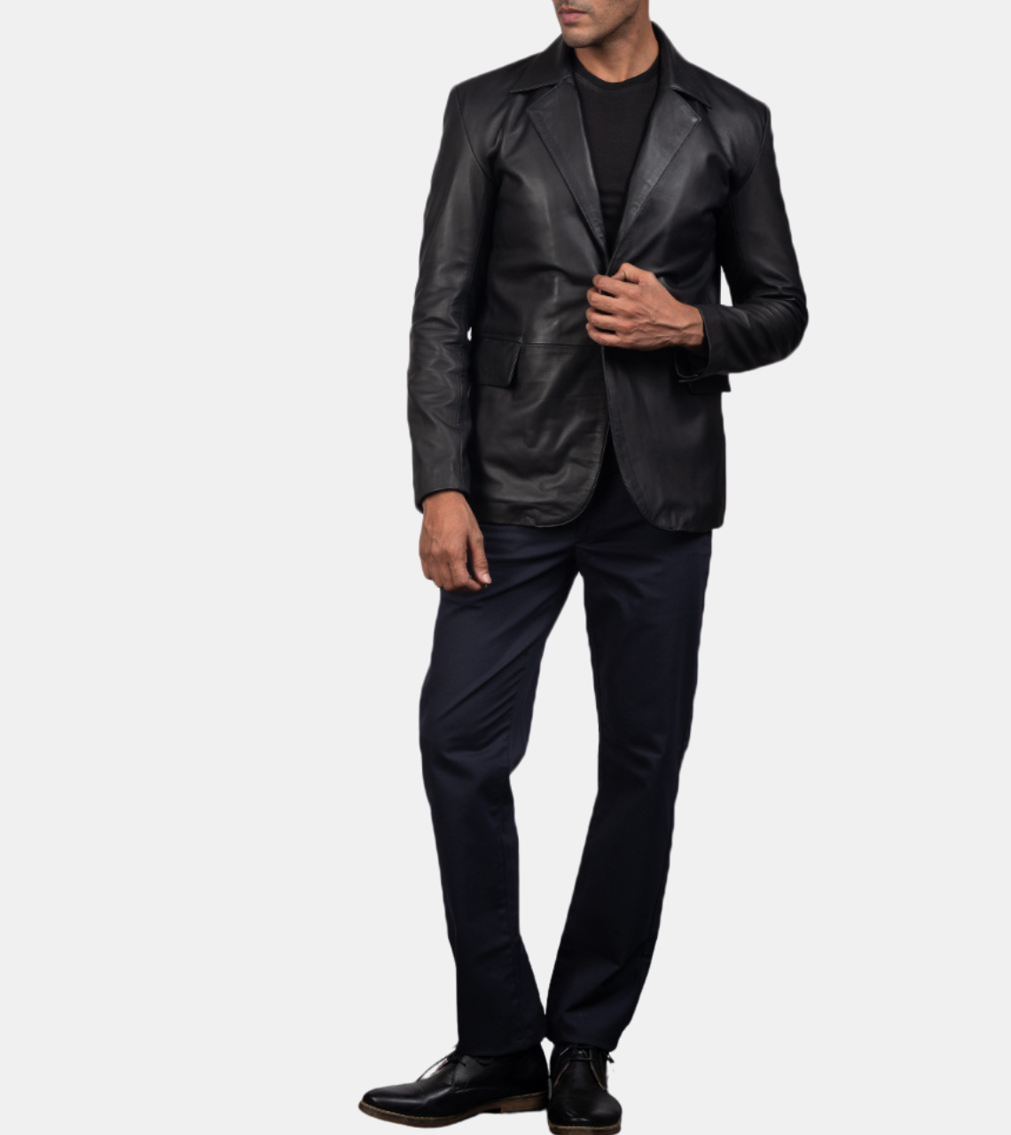 Bruni Black Leather Blazer For Men's