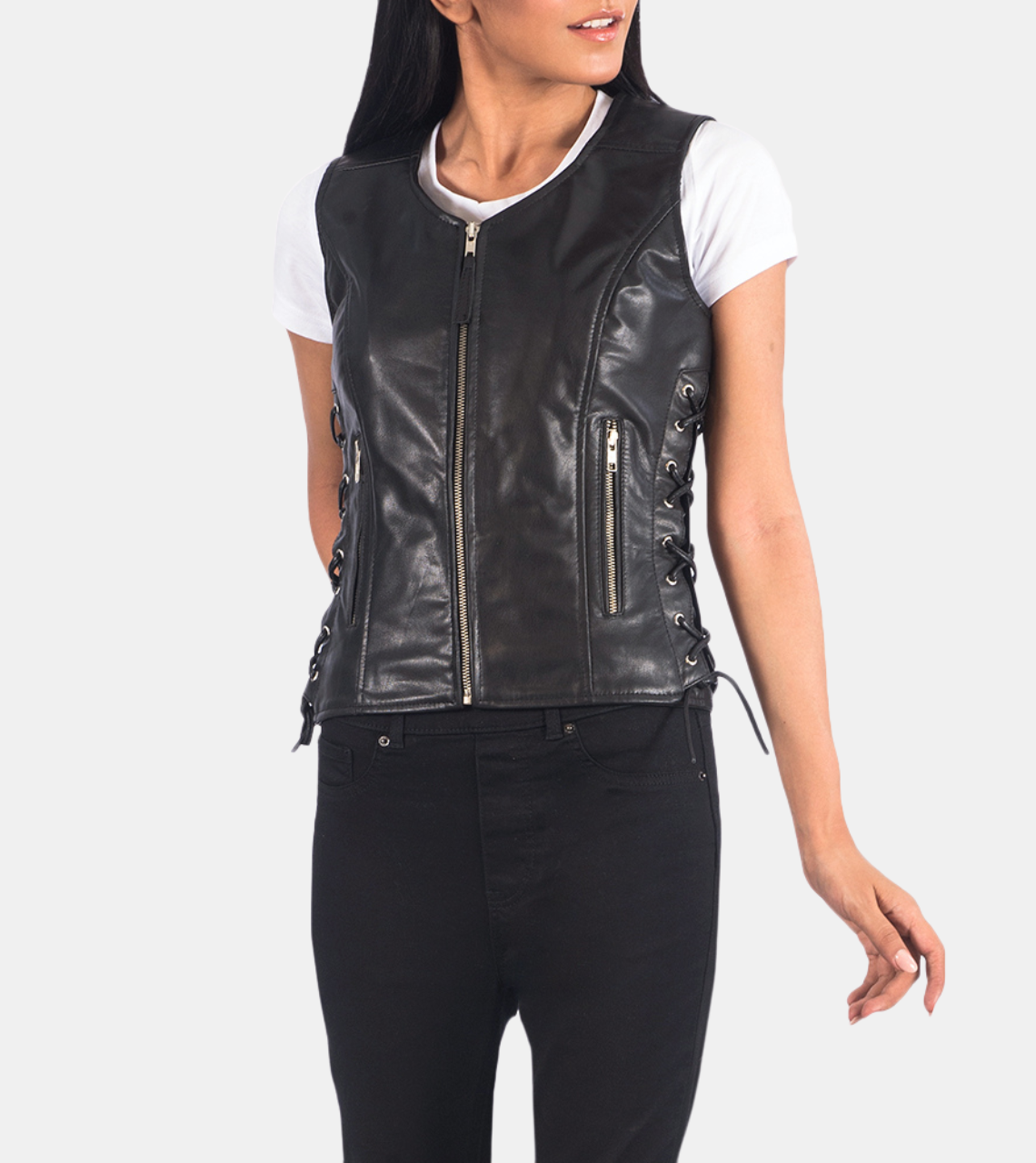  Black Leather Vest
