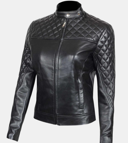 Teagan Women's Black Quilted Leather Jacket