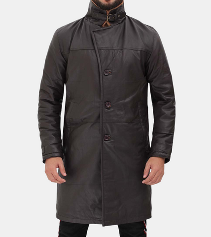  Atlas Men's Brown Shearling Leather Coat Zippered