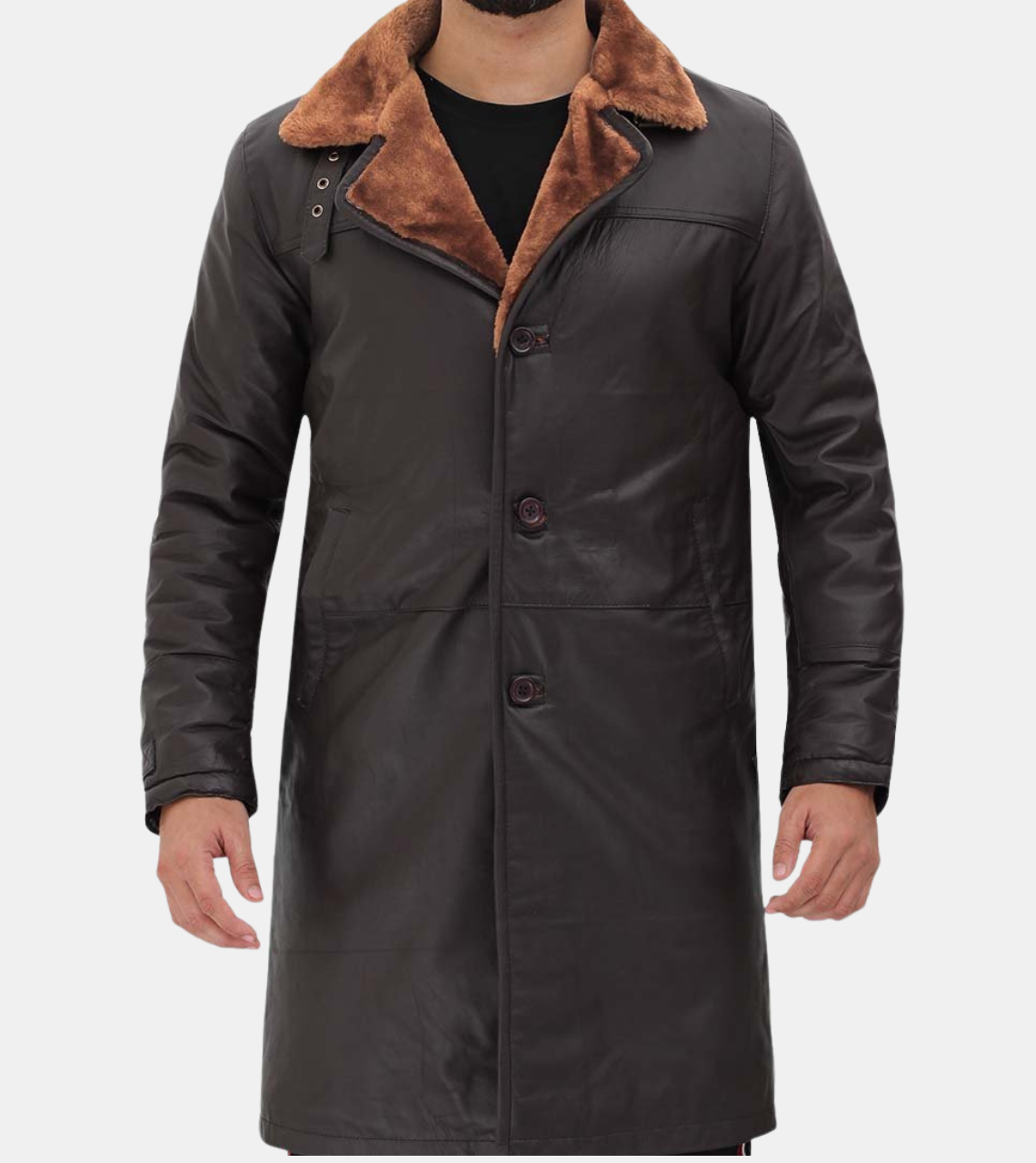  Men's Brown Shearling Leather Coat 