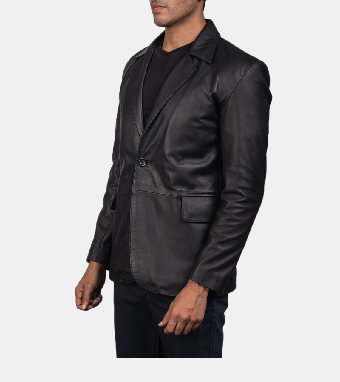 Black Men's Leather Blazer