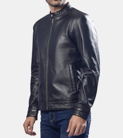 Vane Men's Coal Black Leather Jacket