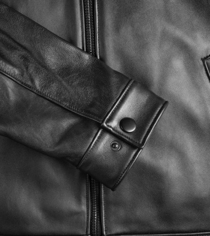 Flint Men's Black Leather Jacket Cuff