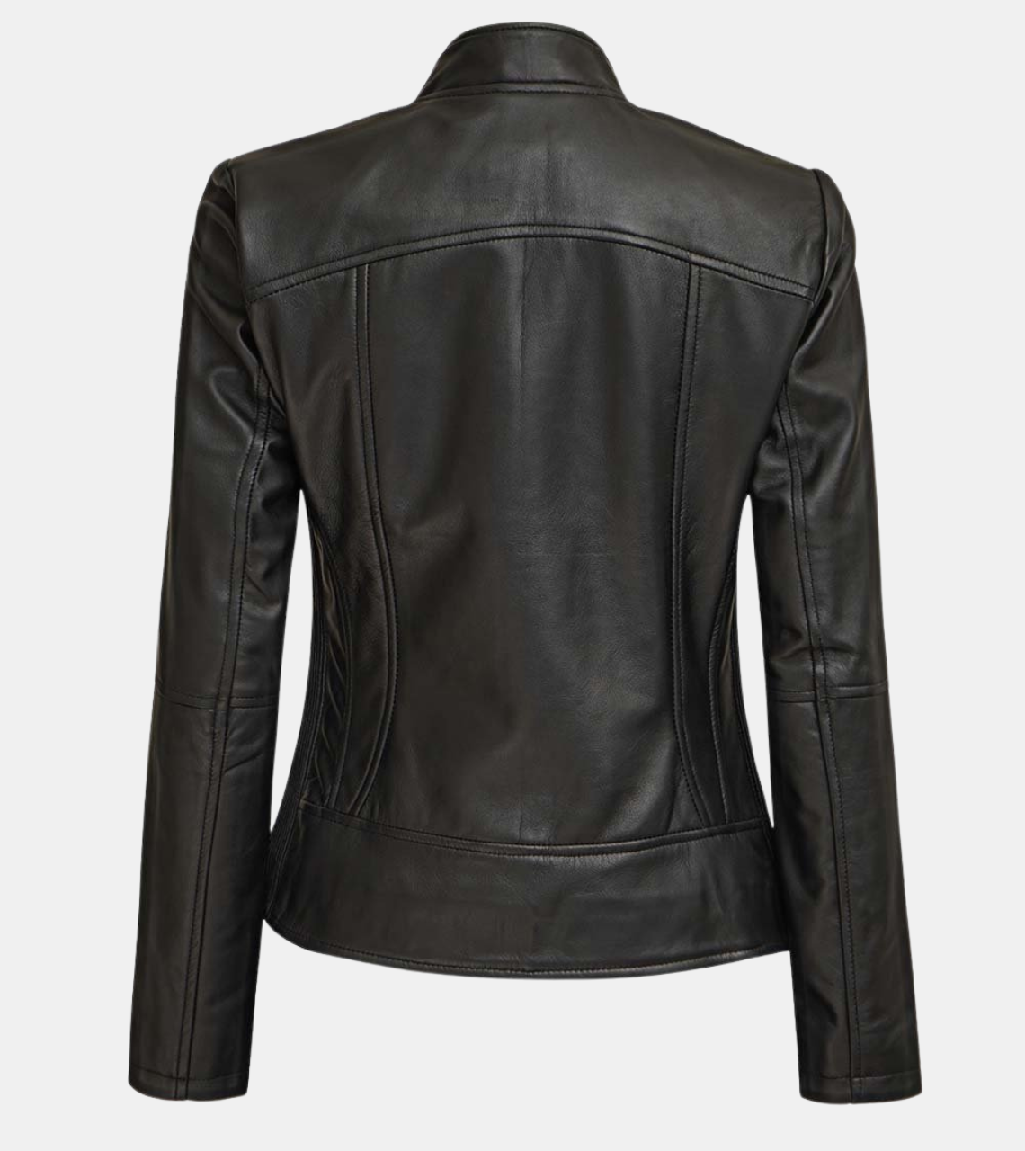 Albie Women's Black Leather Jacket Back