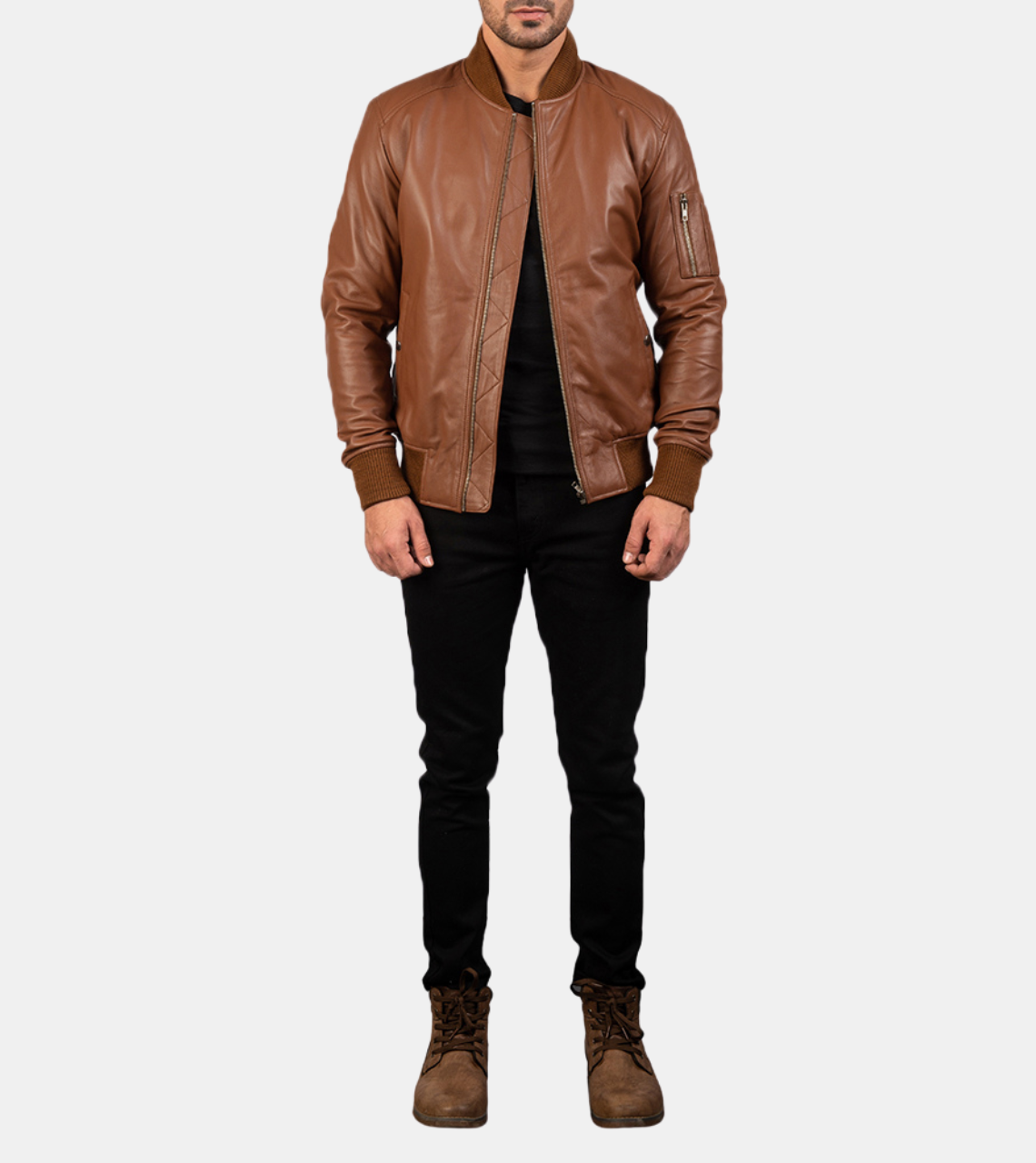 Men's Brown Bomber Leather Jacket 