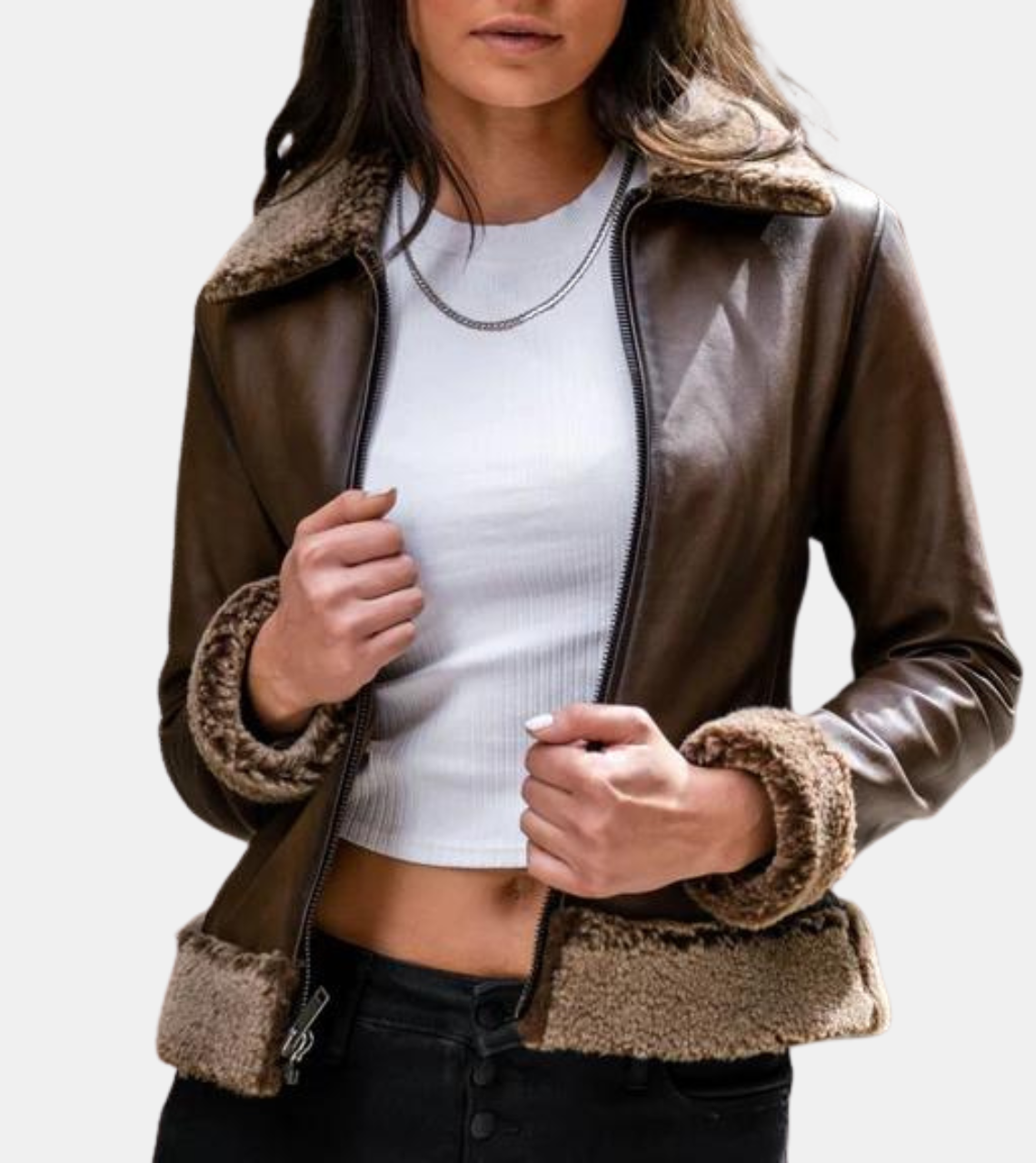 Women's Bronze Leather Jacket 