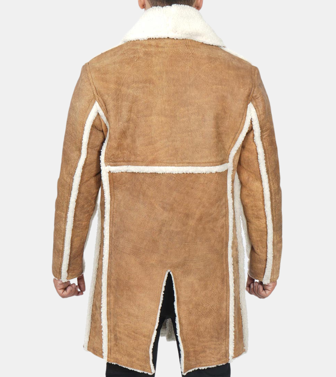 Skye Men's Beige Suede Leather Coat Back