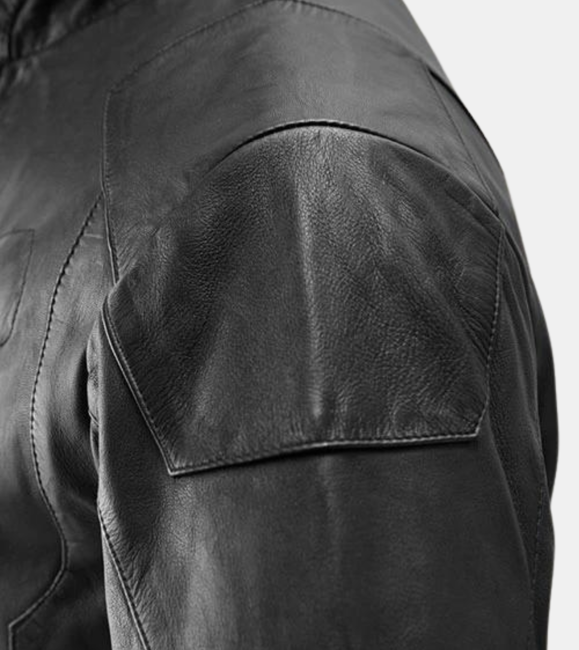 Maynard Men's Black Leather Jacket Shoulder