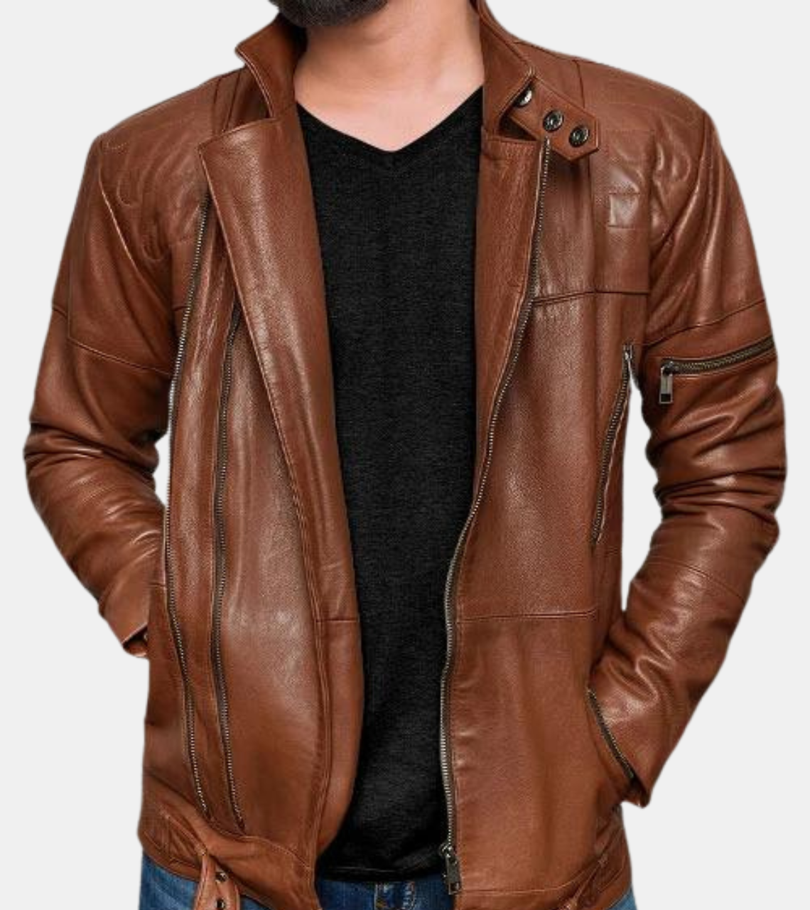 Lowell Men's Brown Biker's Leather Jacket