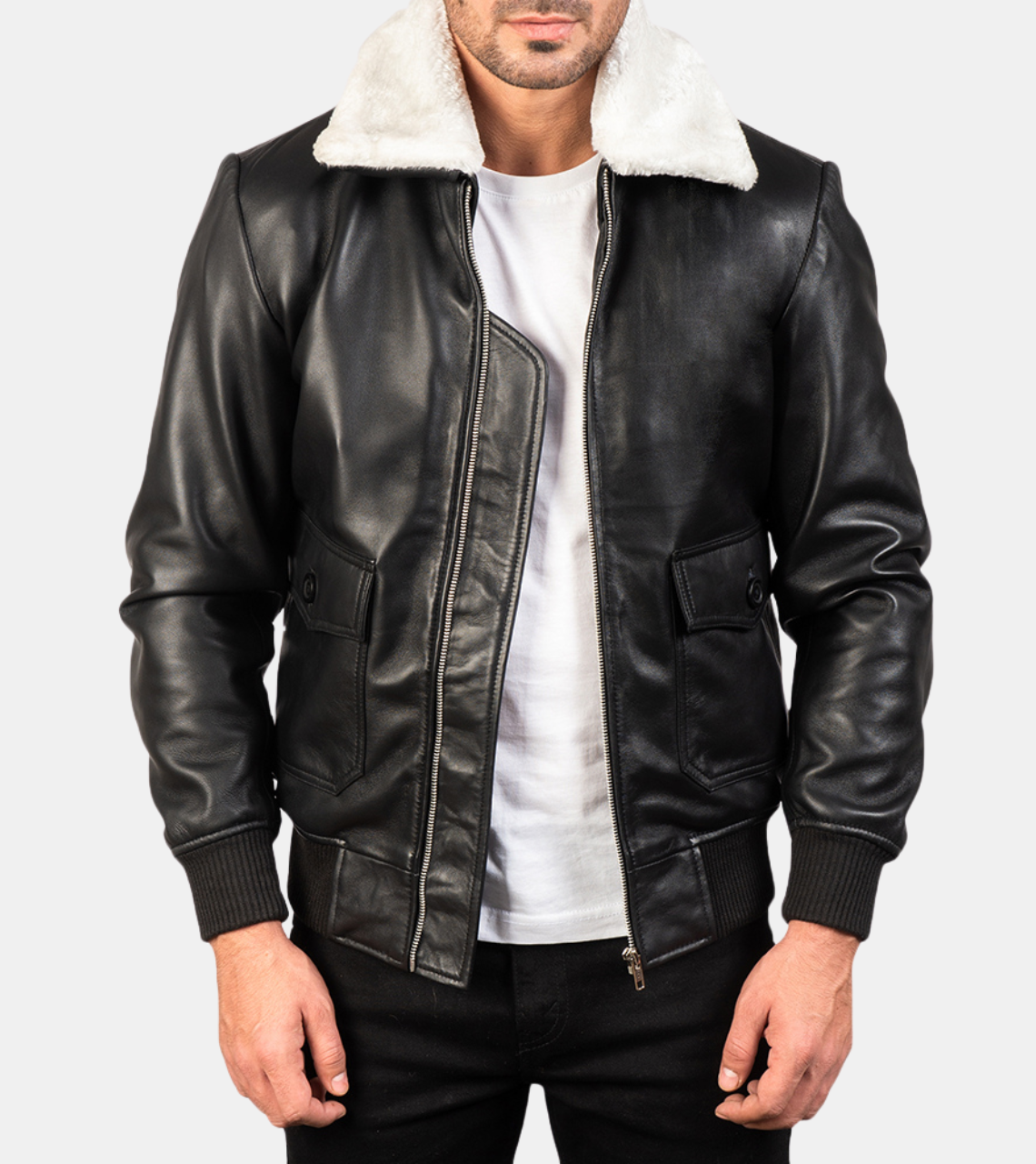 Bledsoe Men's Black Bomber Shearling Leather Jacket