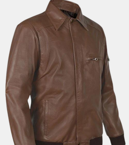  Brown Bomber Leather Jacket