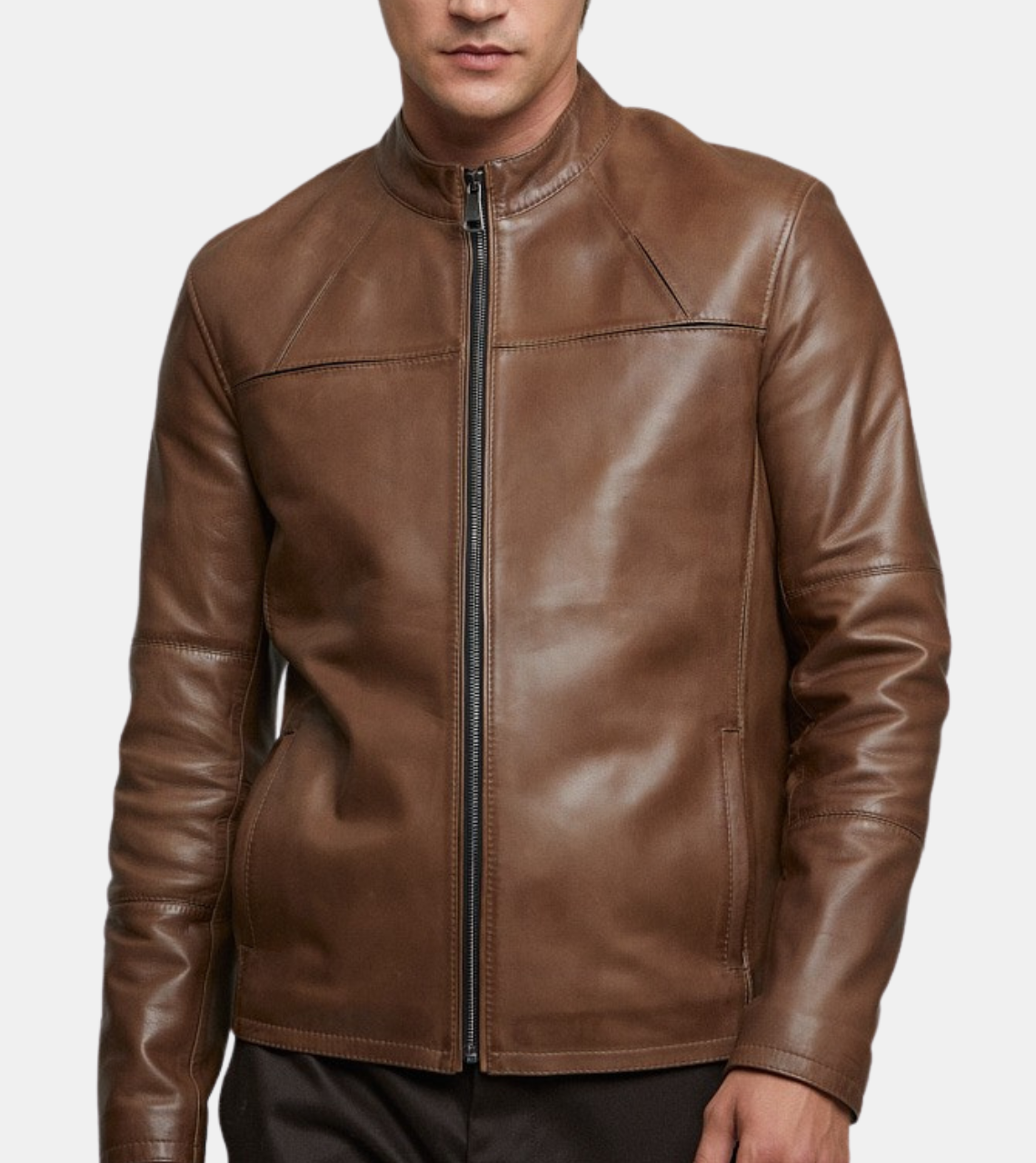 Spencer Men's Tan Brown Leather Jacket