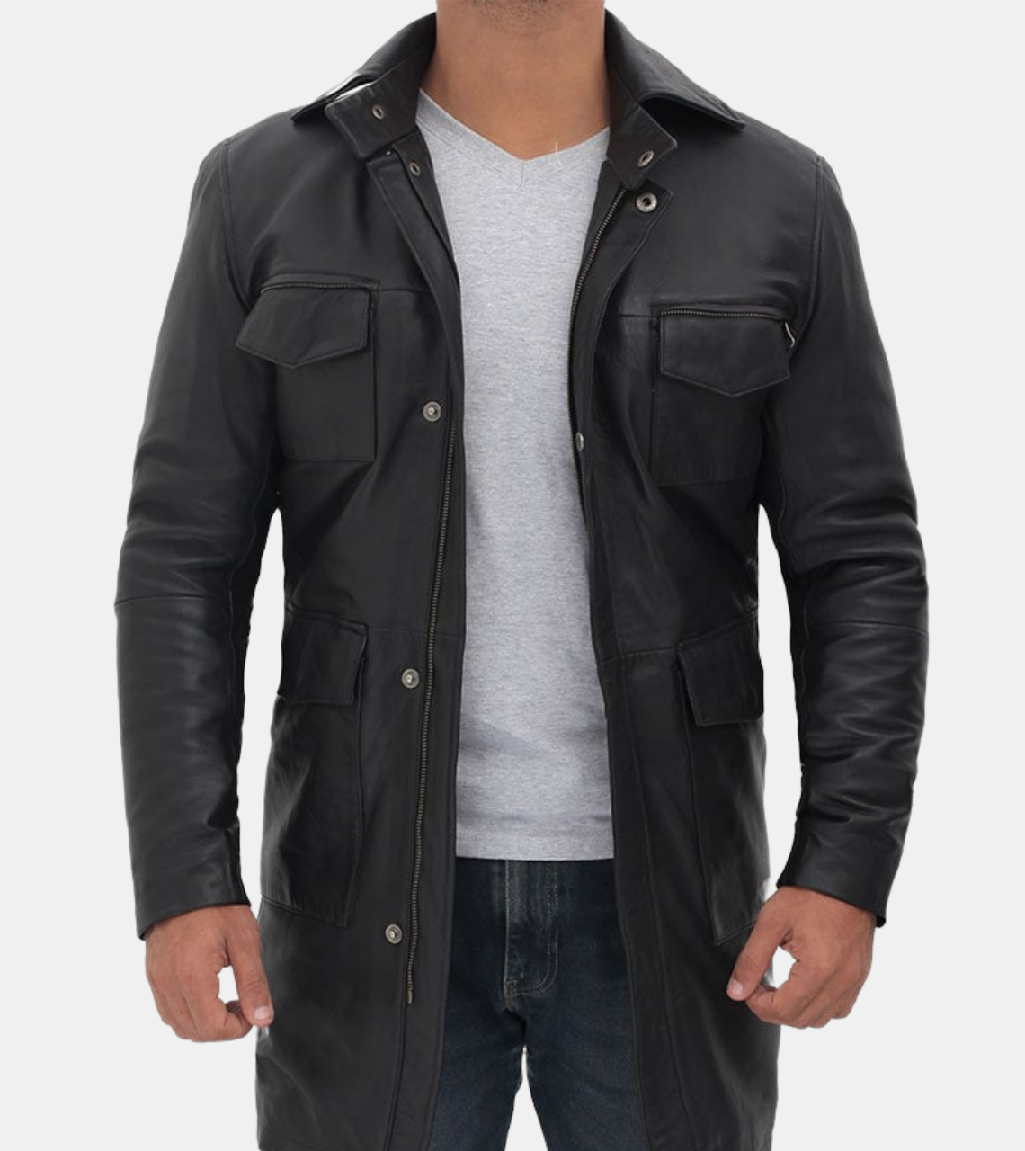 Maylin Men's Black Leather Coat