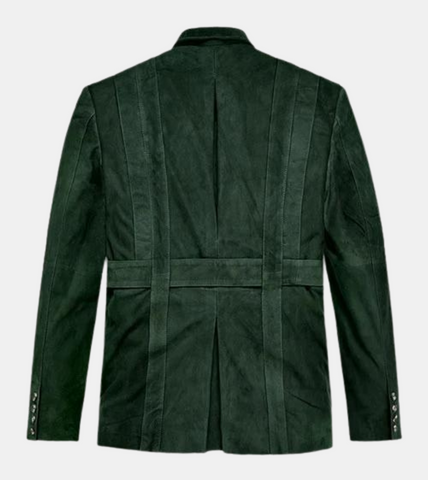Mateo Men's Green Suede Leather Jacket Back
