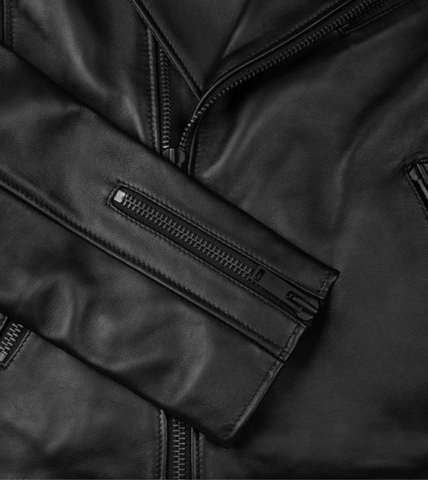  Verona Women's Black Biker's Leather Jacket Cuff