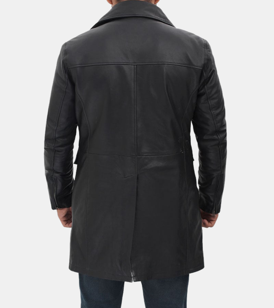 Maylin Men's Black Leather Coat Back