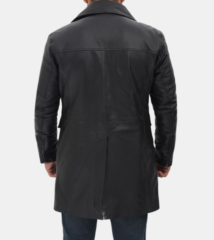 Maylin Men's Black Leather Coat Back