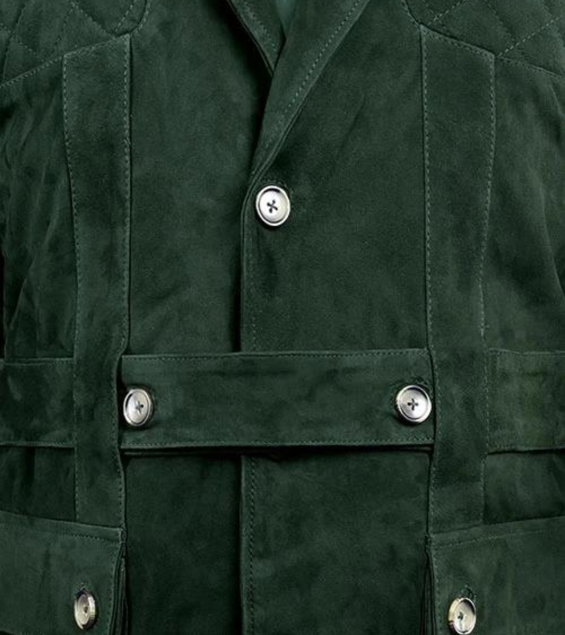  Men's Green Suede Leather Jacket