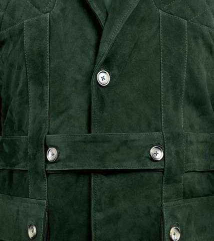  Men's Green Suede Leather Jacket