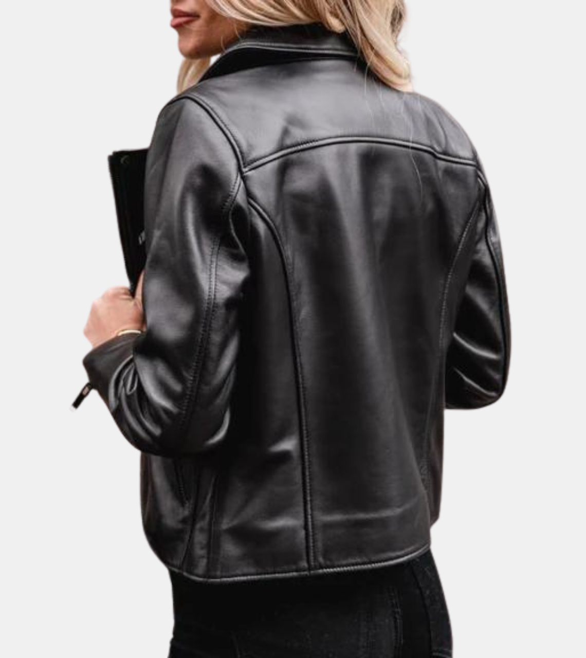  Verona Women's Black Biker's Leather Jacket Back