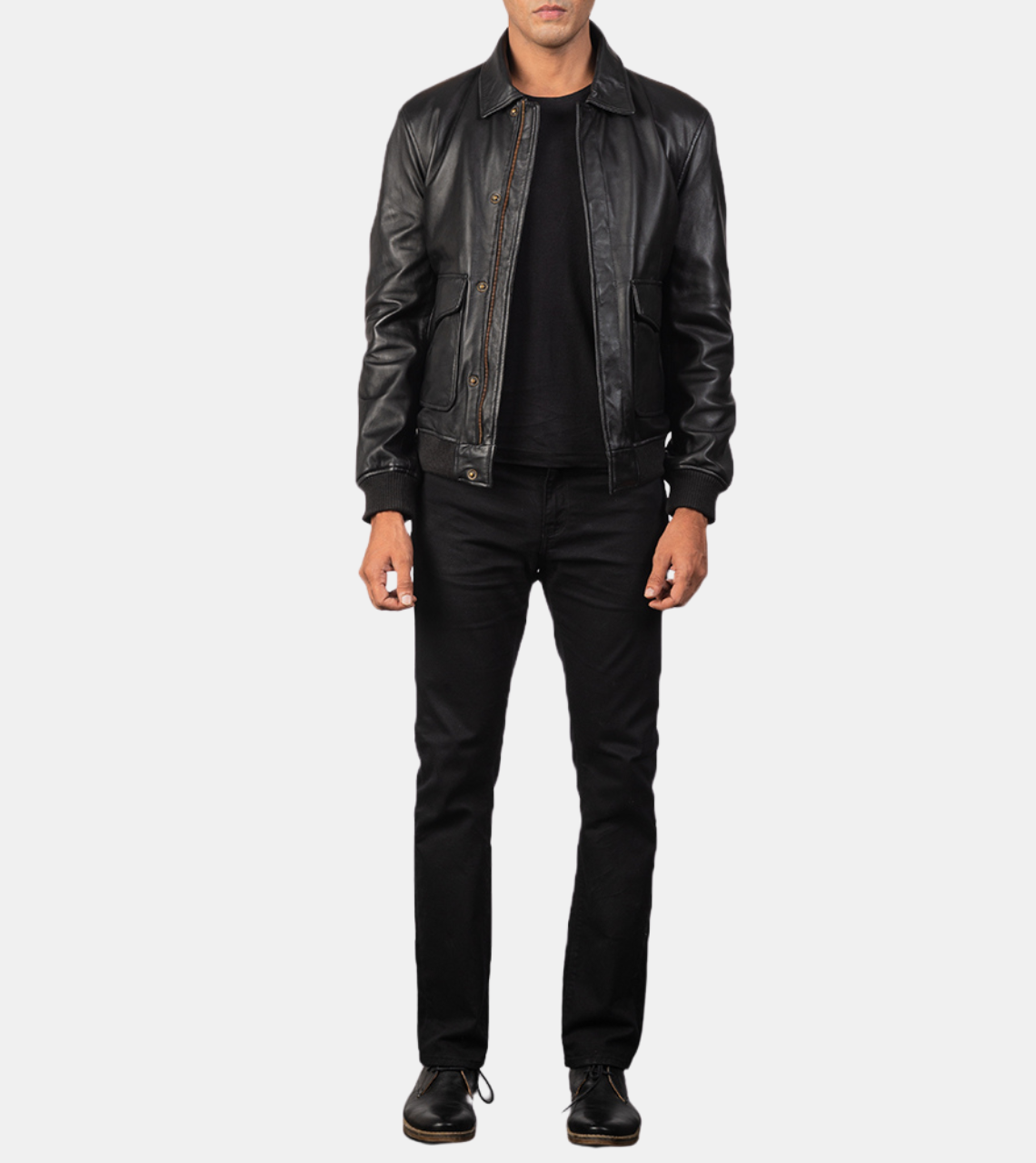  Black Bomber Leather Jacket