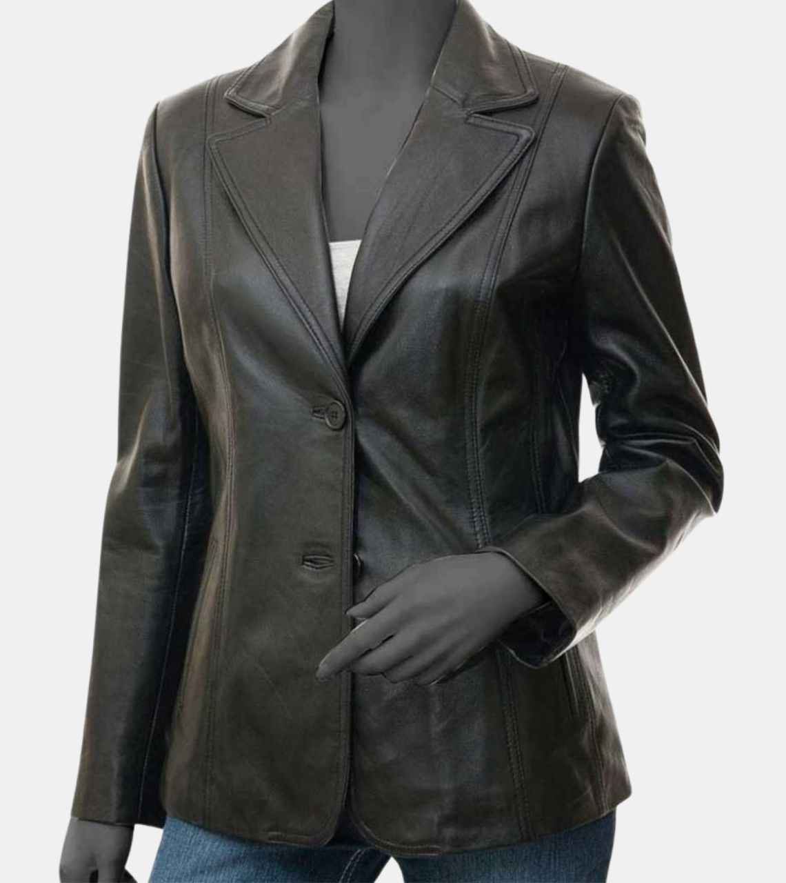  Aracely Women's Black Leather Blazer 